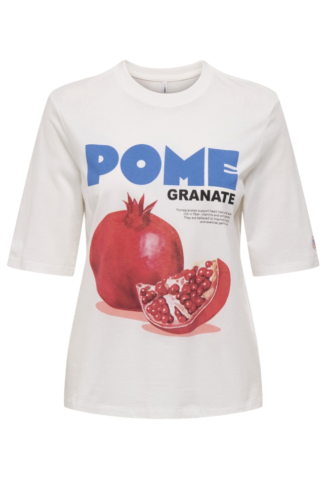 ONLPHOEBE S/S FRESH TOP BOX JRS 15351369 CLOUD DANCER/POMEGRANATE